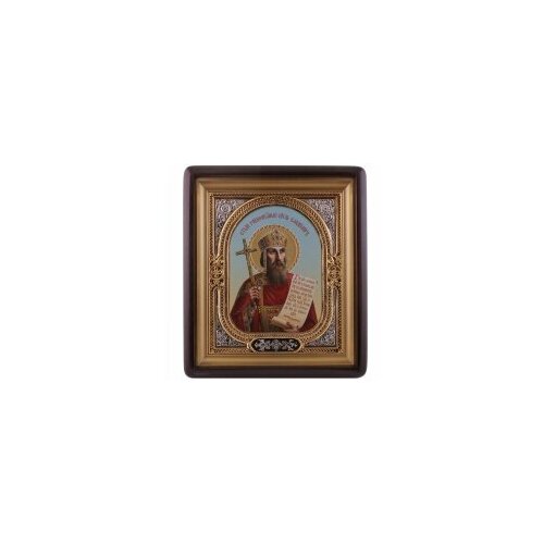 Икона в киоте 18*24 фигурный, канвас, риза-рамка золочёная Владимир #133027