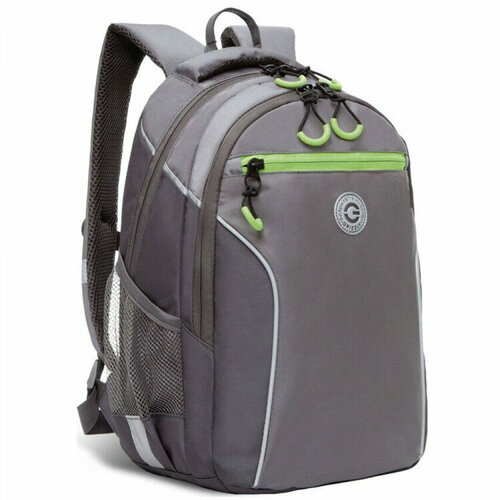 Рюкзак для мальчика (Grizzly) арт. RB-259-3/3 серый-салатовый 27х40х16см