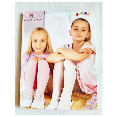 фото Колготки грация для девочек, ажурные, размер 140-146, белый