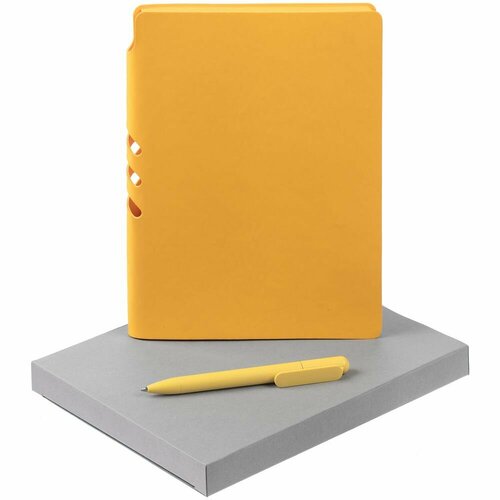 Набор Flexpen Shall, желтый, 16,5х21,3х2 см, ежедневник - искусственная кожа; ручка - пластик; коробка - картон