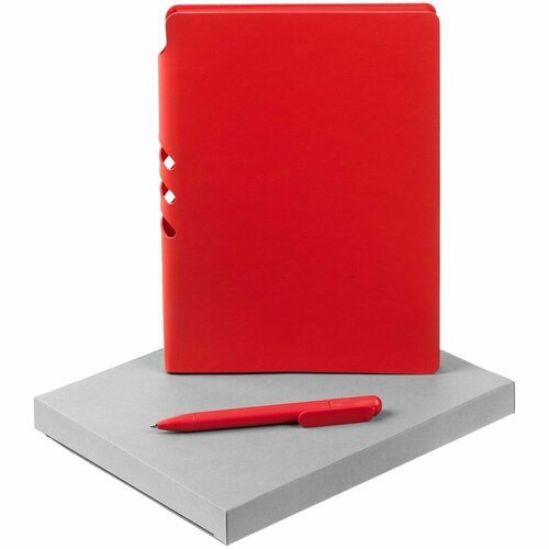 Набор Flexpen Shall, красный, 16,5х21,3х2 см, ежедневник - искусственная кожа; ручка - пластик; коробка - картон
