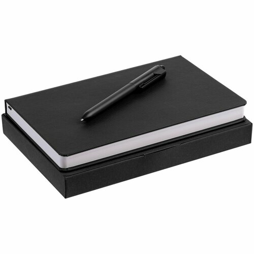 Набор Grade, черный, 14х21х2,5 см, ежедневник - искусственная кожа; ручка - пластик; коробка - бумага