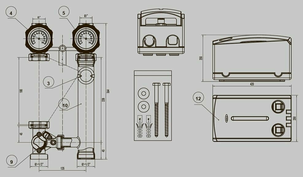 Насосная группа быстрого монтажа NG-MK-0101L TIM с трехходовым смесительным клапаном — фото 2