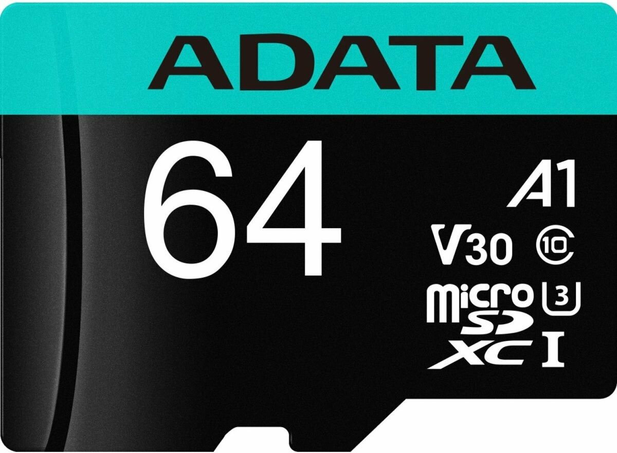 A-DATA Флеш карта microSDHC 64Gb Class10 A-Data AUSDX64GUI3V30SA2-RA1 + adapter
