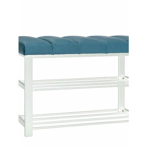 Обувница в прихожую с сиденьем узкая металлическая 6 пар