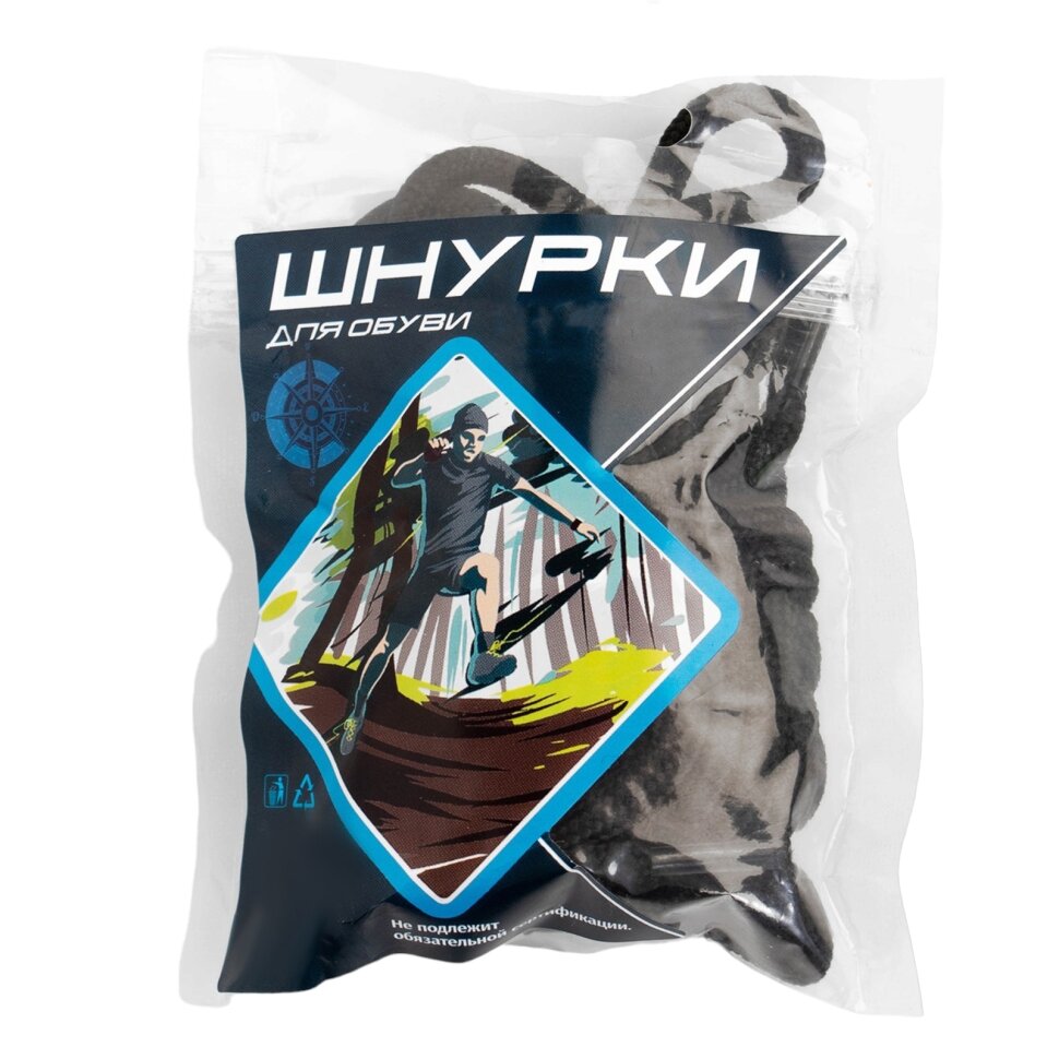 Шнурки для берцев круглые, черные, 220 см — фото 1