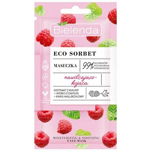 Маска для лица Bielenda Eco sorbet увлажняющая и успокаивающая Малина 8г х 3шт