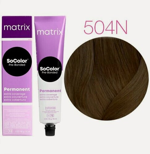 Изображение товара Matrix SoColor Pre-bonded стойкая крем-краска для седых волос Extra coverage, 504N шатен, 90 мл