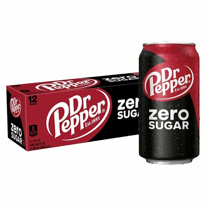 Газированный напиток Dr Pepper Original Zero (без сахара) (США), 355 мл (12 шт)