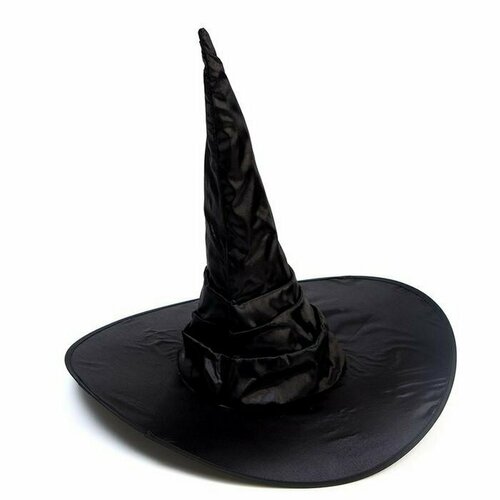 фото Шляпа «ведьмочка» драпированная, блестящая, чёрная (комплект из 3 шт) страна карнавалия