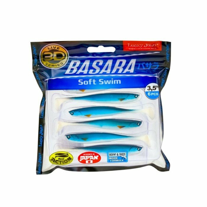 Виброхвост LJ 3D Series BASARA SOFT SWIM, 8.89 см, 6 шт, цвет PG12 (комплект из 3 шт)