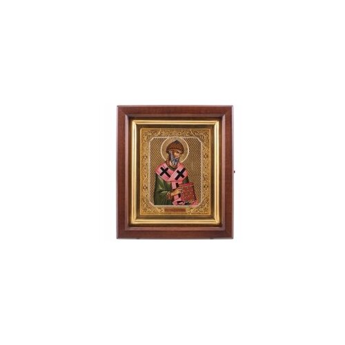 икона спиридон тримифунтский на дереве Икона 13х16 Спиридон Тримифунтский в киоте #160751