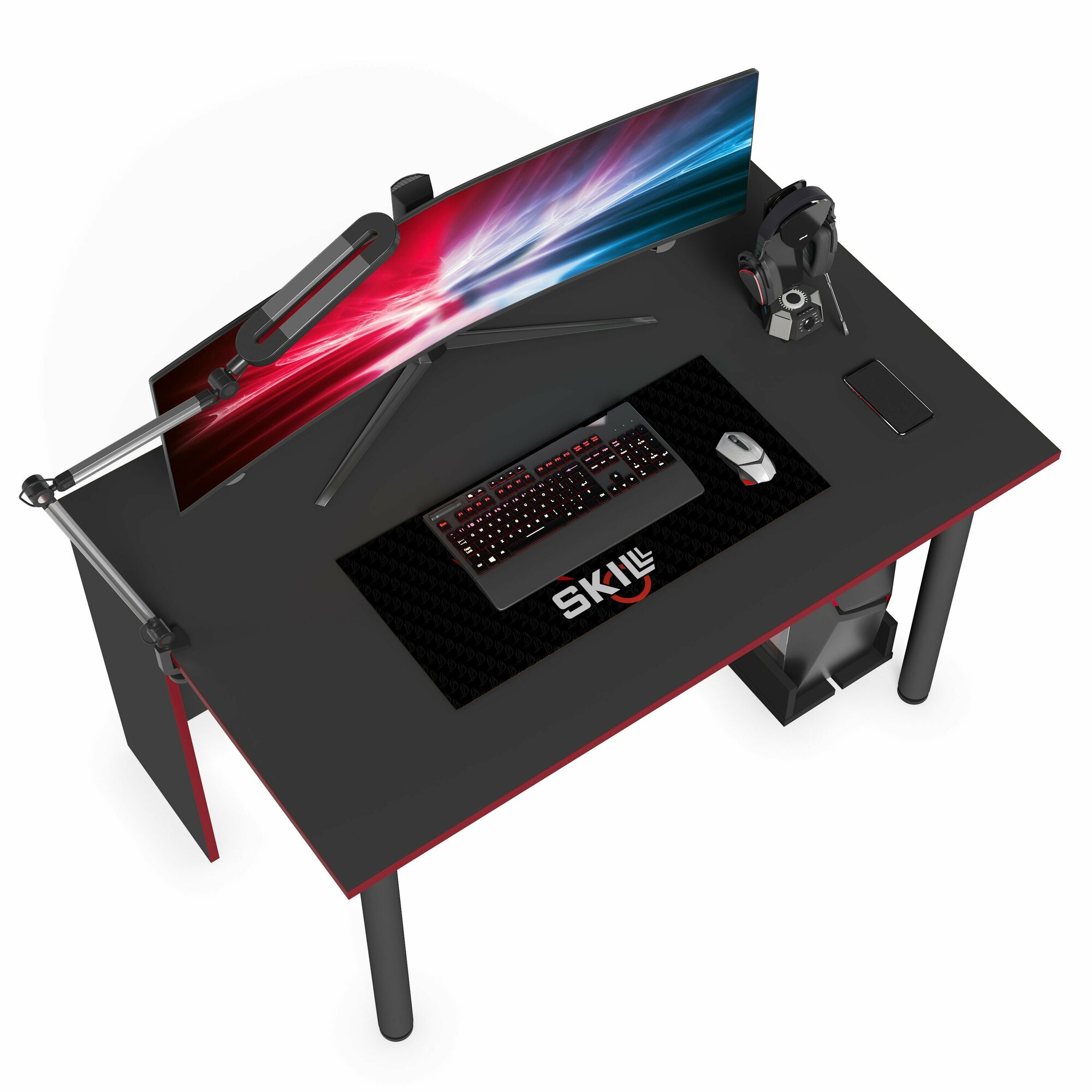 Игровой компьютерный стол SKILLL SSTG 1385.1, антрацит/красный, 136х85х75 см