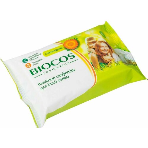 Салфетки влажные Biocos с экстрактом календулы 60шт biocos влажные салфетки антисептические 60шт