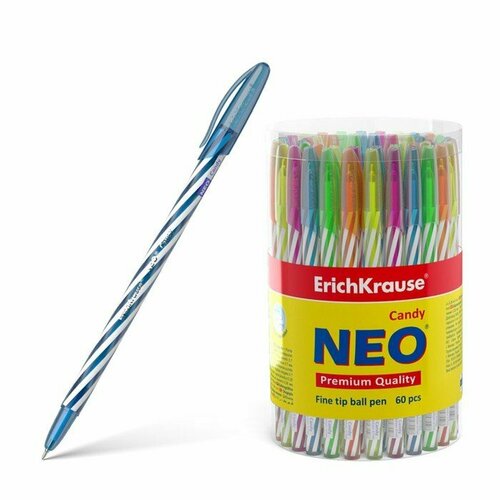 Ручка шариковая ErichKrause Neo Candy чернила синие 47550 цена за 1 ШТ! (комплект из 60 шт)