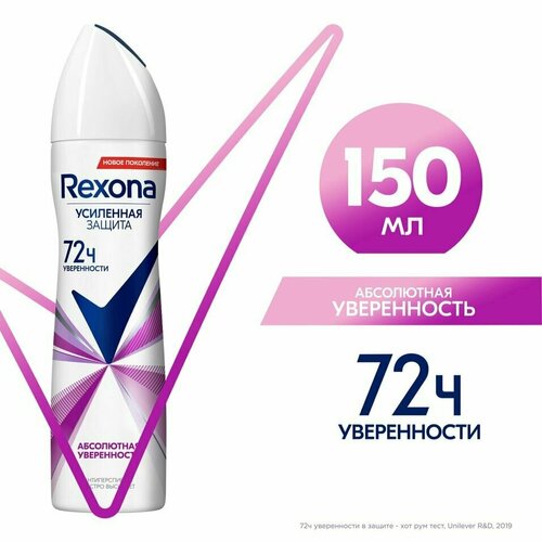 Антиперспирант-дезодорант Rexona Абсолютная уверенность защита от пота и запаха на 48ч 150мл антиперспирант спрей абсолютная уверенность motionsense 150мл