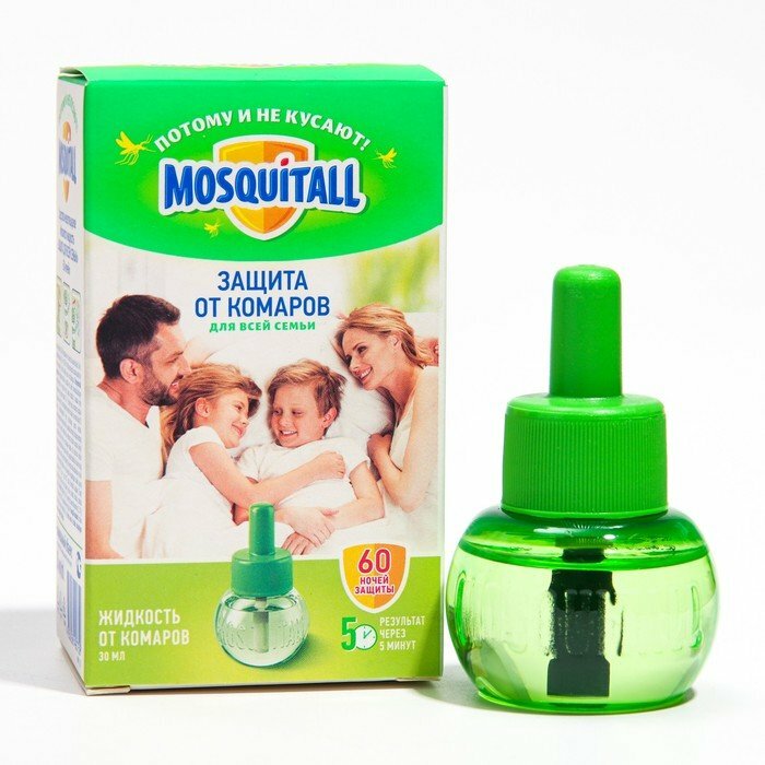 Жидкость Mosquitall "Защита для всей семьи" от комаров 60 ночей 30 мл (комплект из 4 шт)