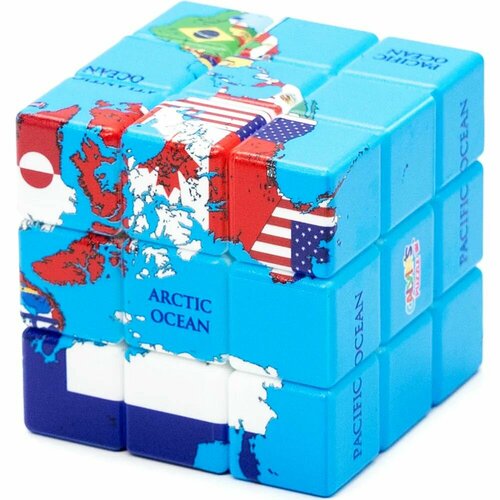 Кубик Рубика 3x3 Коллекционный Calvin's Puzzle World Map Flag cкретч карта мира travel map black world в металлической раме