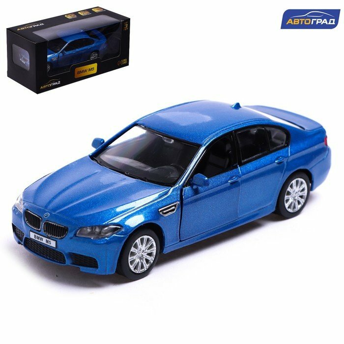 Машина металлическая BMW M5, 1:32, открываются двери, инерция, цвет синий (комплект из 2 шт)