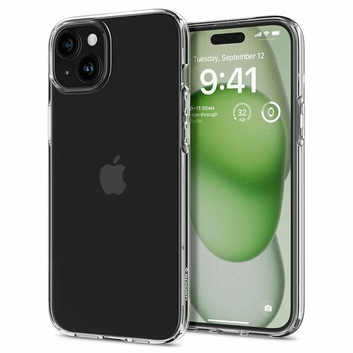 Чехол Spigen на Apple iPhone 15 Plus (ACS06647) Liquid Crystal / Спиген чехол для Айфон 15 Плюс силиконовый, противоударный, с защитой камеры, прозрачный чехол spigen для iphone 15 plus liquid crystal glitter прозрачный розовый acs06649