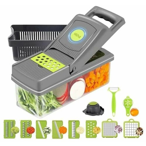 Овощерезка Paracasa Nicer Dicer Plus нескользящая 14 предметов зеленая 755₽