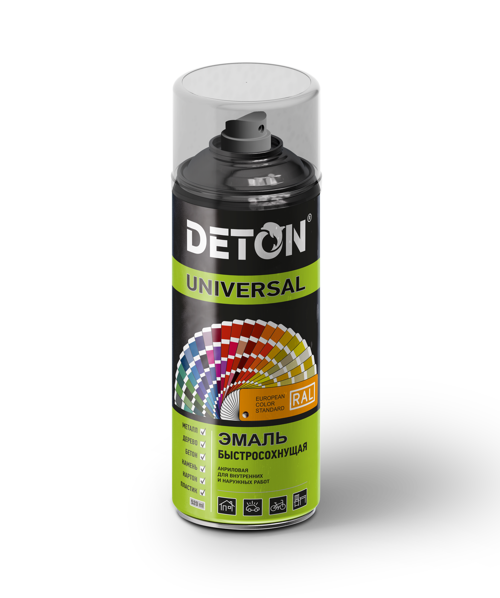 фото Эмаль аэрозоль акриловая флуоресцентная Желтая RAL1026 "Deton Universal" 520 мл