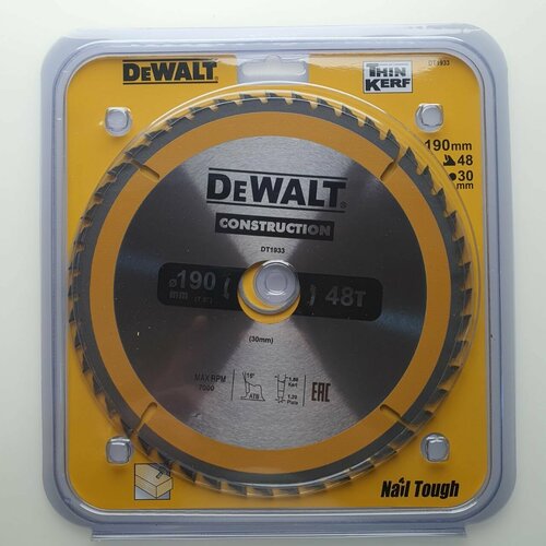 Диск пильный DeWALT 190x30мм 48 зубьев пильн диск extreme п алюм 216 30 48 tcg 5° dewalt