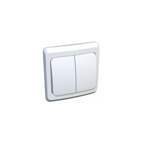 Выключатель 2-клавишный ВС10-002b белый этюд
