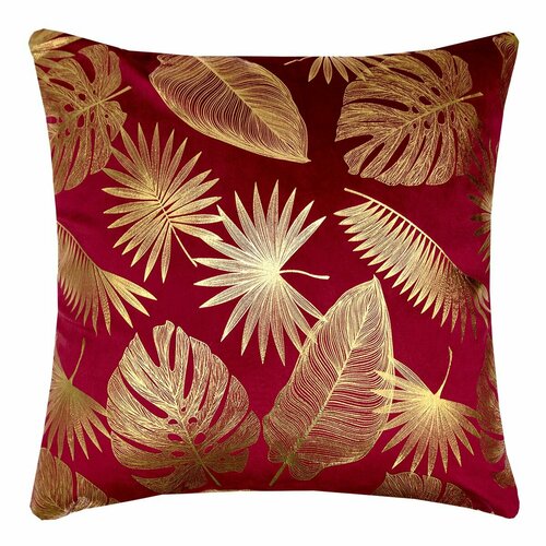 Наволочка декоративная на молнии размер 4545 см Монстера бордо 448₽