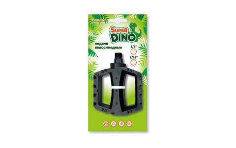 Педали детские TRIX Super Dino пластиковые 100x80мм резьба 916 с шипами черные