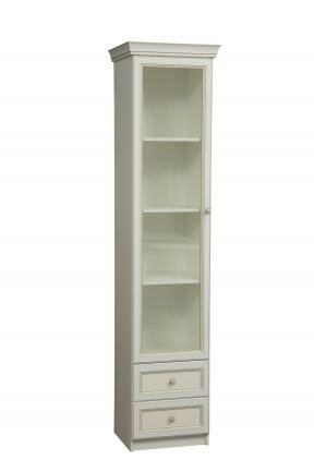 фото Шкаф-пенал Олимп Эльмира 40.04 Белый/Белая кожа патина