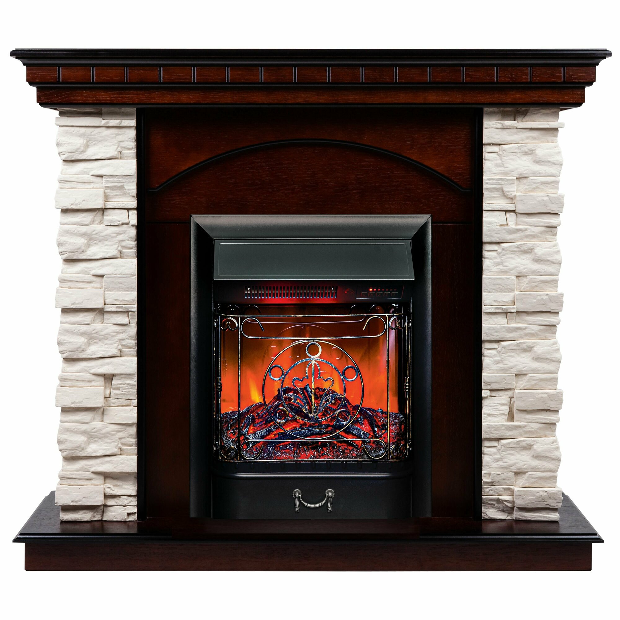 Электрокамин RealFlame ELFORD VR STD/EUG/25.5 AO-215 с очагом Majestic Lux Black LT RC