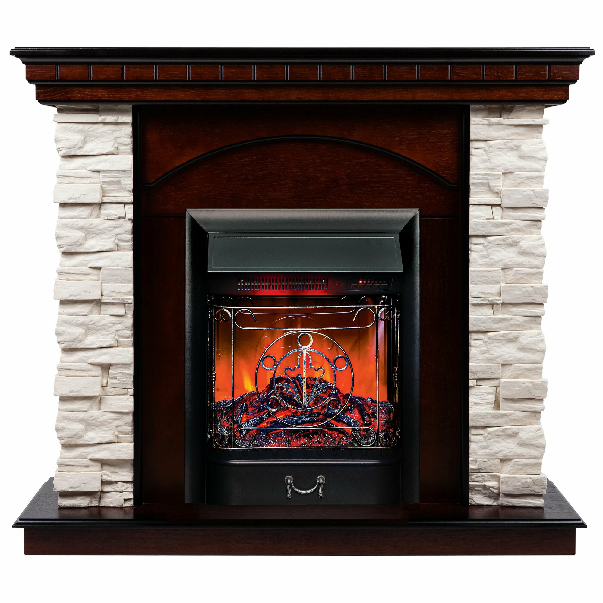 Электрокамин RealFlame ELFORD VR STD/EUG/25.5 AO-215 с очагом Majestic Lux Black (пульт)