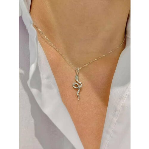 Колье, фианит, циркон, длина 45 см, серебристый