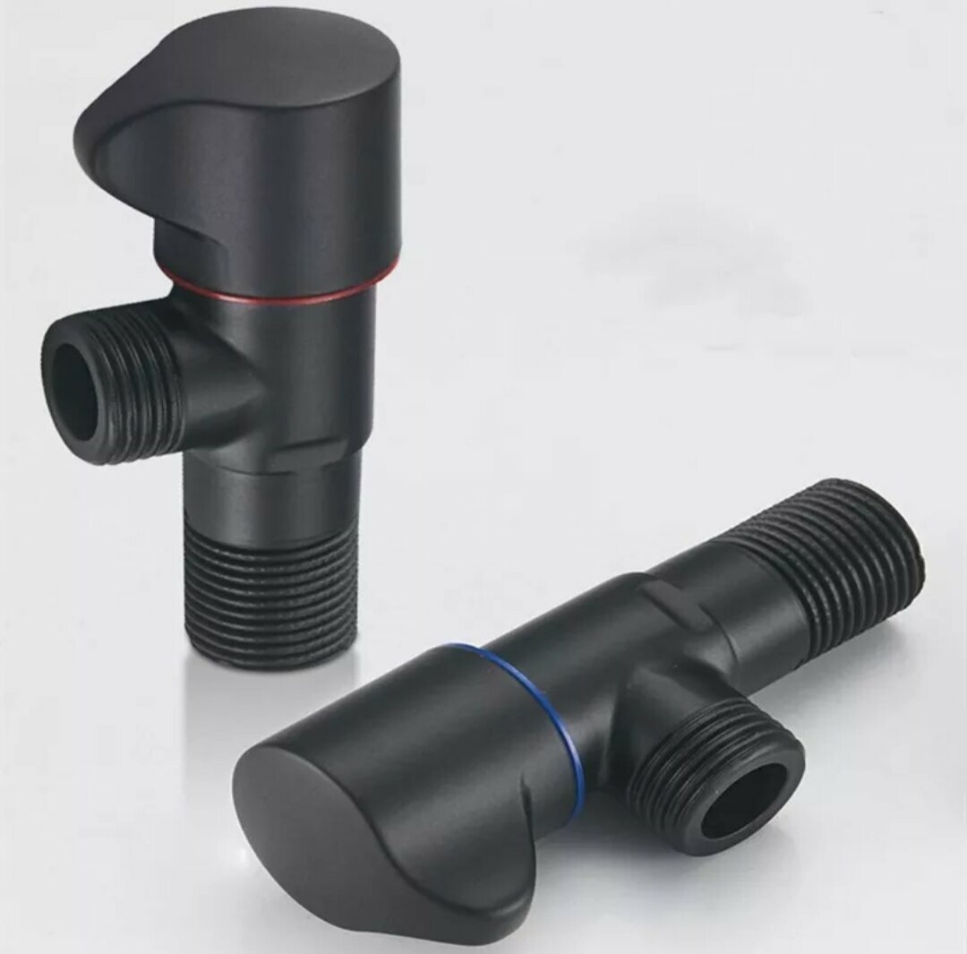 Угловой Кран 1/2х1/2 Черный 2шт. — фото 1