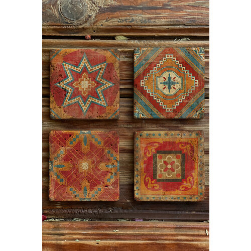 Набор подставок из натурального камня (4 шт,10x10x1 см) Oscar Stone, мультиколор