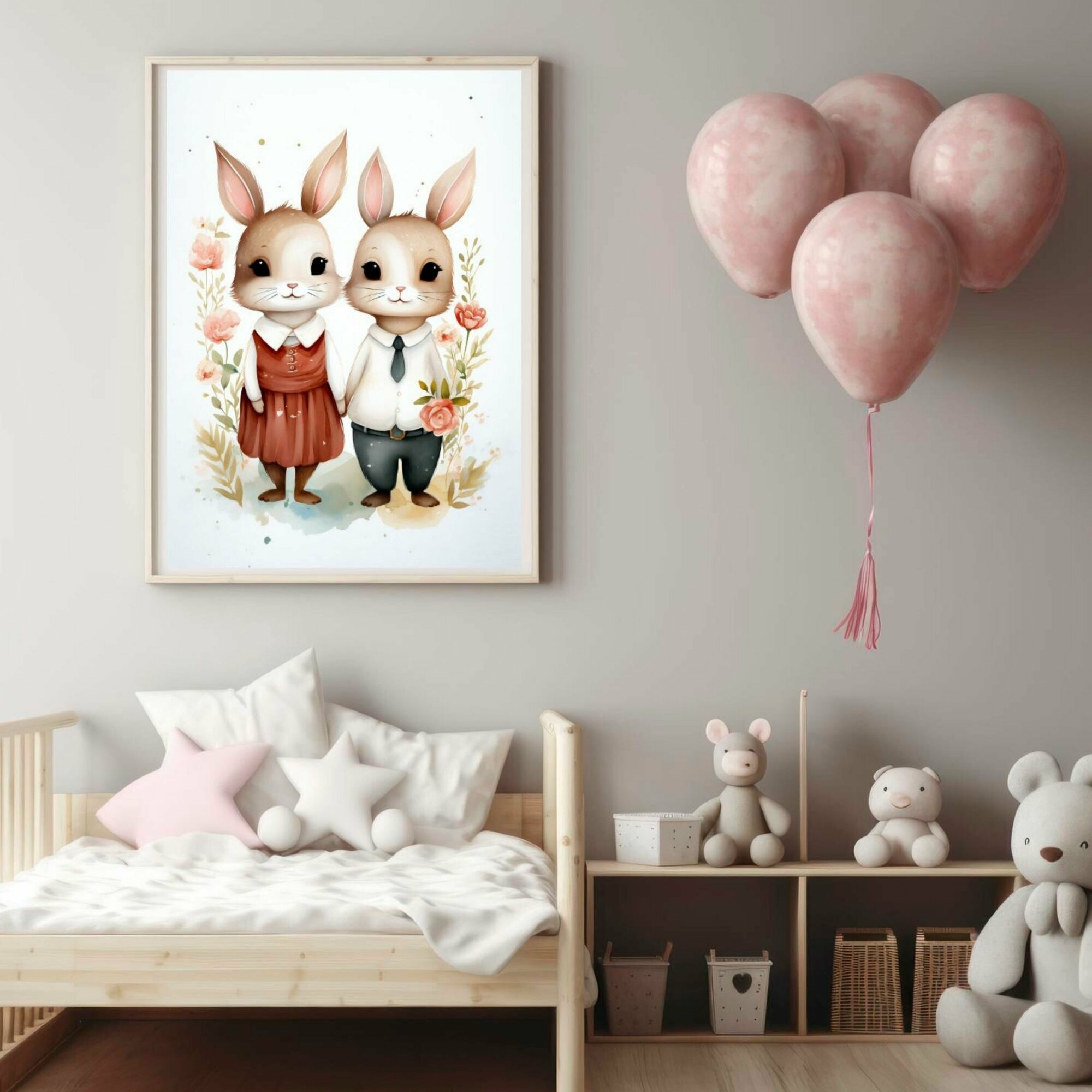 Картина/Постеры для интерьера детской "Зайчата" бумага глянцевая, размер 20х30 см.