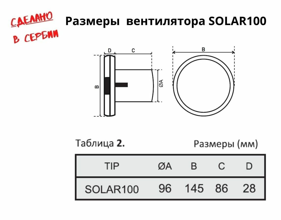 Вытяжка для ванной диаметр 100 мм Europlast - фото №3