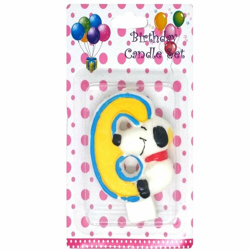 Свеча для торта цифра 6 7см веселый щенок 293₽