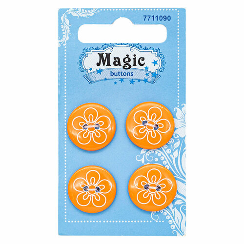 Пуговицы Magic Buttons 'Цветок', 28L (18 мм), 2 прокола, пластик, 4 шт пуговицы magic buttons подарок 28l 18 мм 2 прокола пластик 4 шт