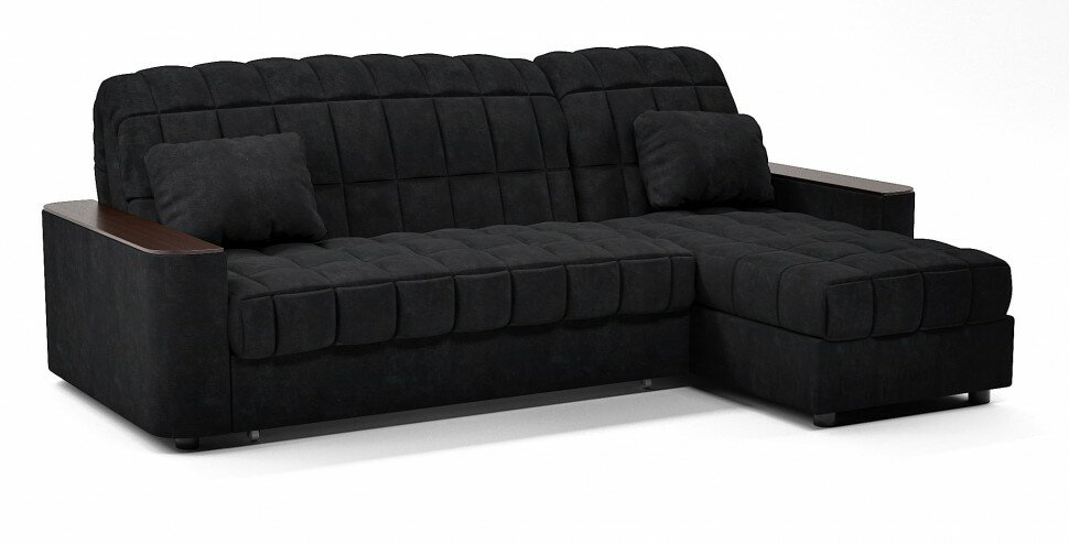 фото Диван угловой Даллас аккордеон черный велюр (независимый пружинный блок)