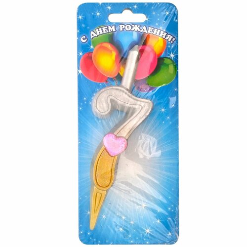 Свеча для торта цифра 7 12см сердечки 293₽