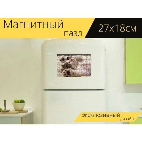 Магнитный пазл Котенок, кошка, китти на холодильник 27 x 18 см.