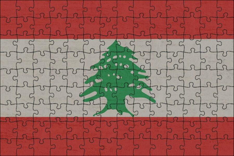 Магнитный пазл "Ливан, знамя, флаг" на холодильник 27 x 18 см.