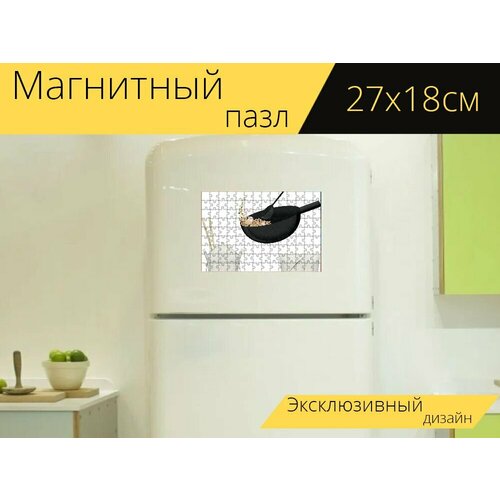 Магнитный пазл Жареный рис, рис, палочки для еды на холодильник 27 x 18 см. магнитный пазл рис пикантный стоящий камень на холодильник 27 x 18 см