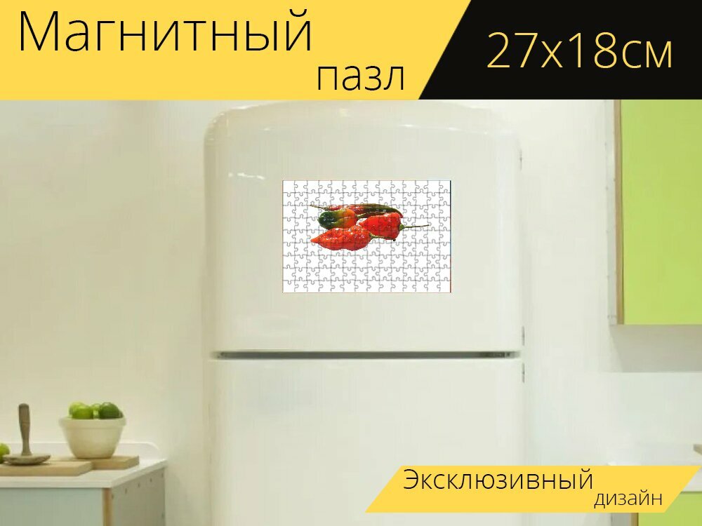 Магнитный пазл "Перец, острый, чили" на холодильник 27 x 18 см.