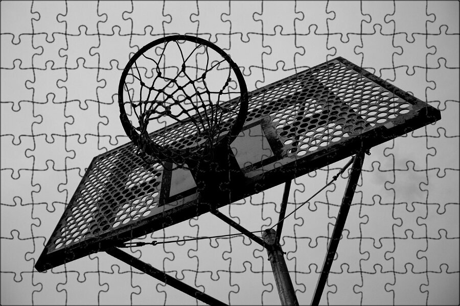 Магнитный пазл "Баскетбол, виды спорта, монохромный" на холодильник 27 x 18 см.