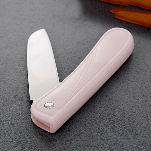 фото Нож складной из нержавеющей стали, 17,5 х 2 см, цвет пудровый нет бренда