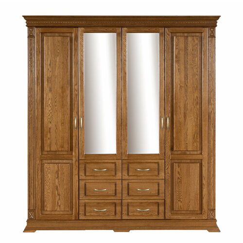 Шкаф распашной ммк-древ, Верди 033 классический орех 2, 6 ящика, 4 дверки 200*55*220