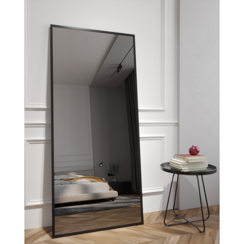 Зеркало настенное интерьерное 160x80 в черной металлической раме квадра 8480₽